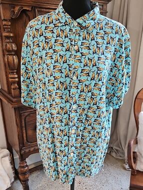 Tommy Bahama Men's Short-Sleeve Tuna Print.Size L